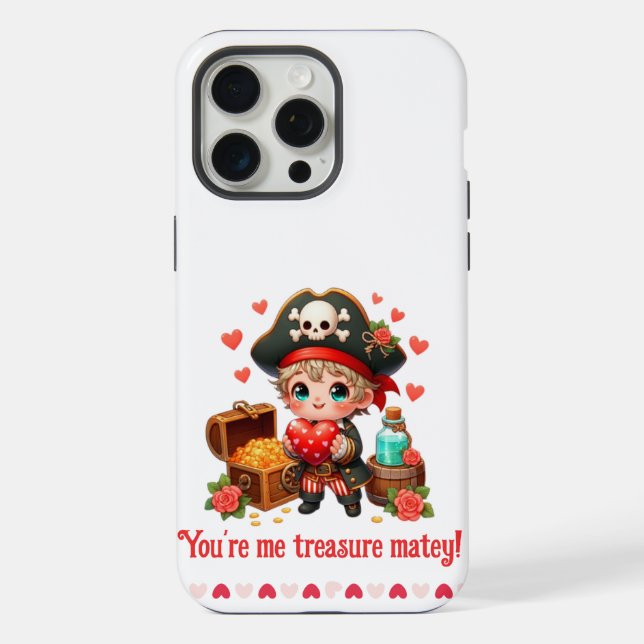 Cute Valentine's day pirate iPhone Case (Back)