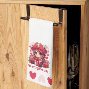 Cute Valentine's day pirate Tea Towel