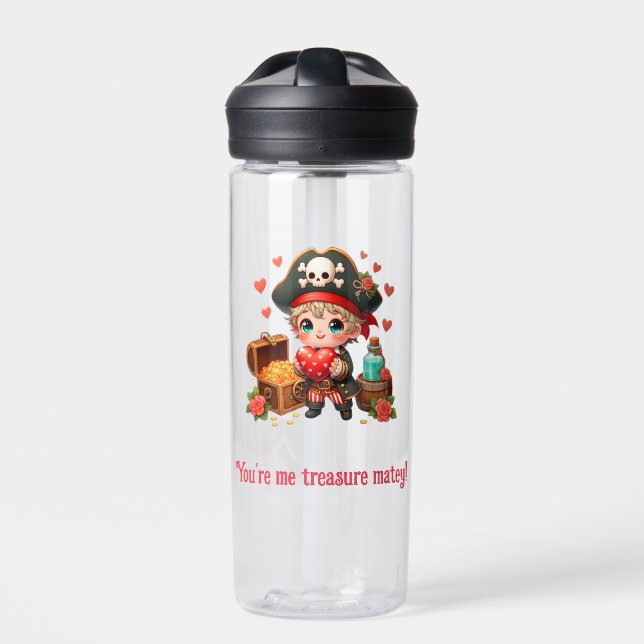 Cute Valentine's day pirate Water Bottle (Front)