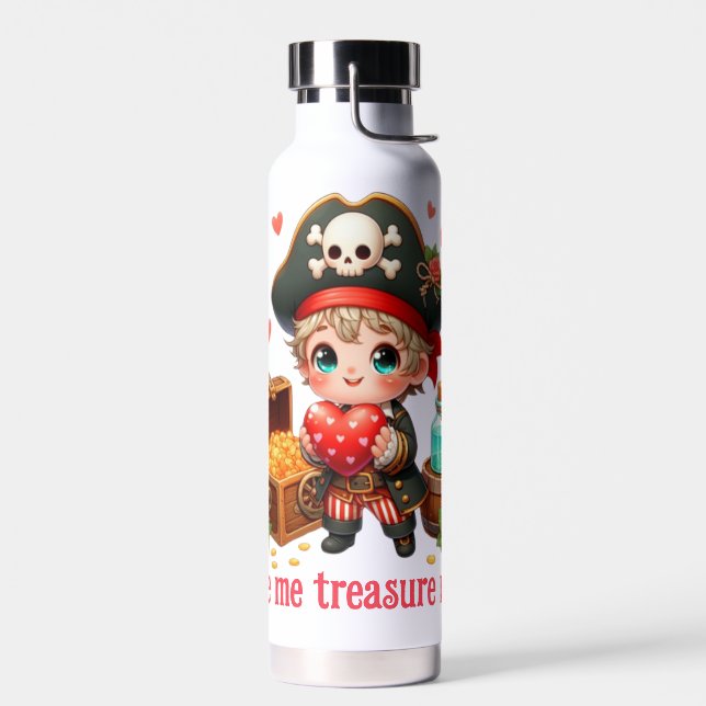 Cute Valentine's day pirate Water Bottle (Left)
