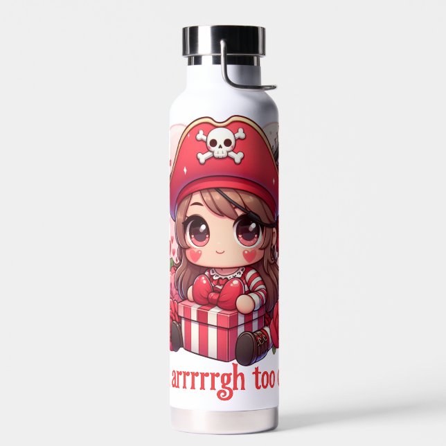 Cute Valentine's day pirate Water Bottle (Left)