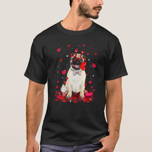 Cute Valentine's Day Pug Dog Heart Costume Premium T-Shirt (Front)