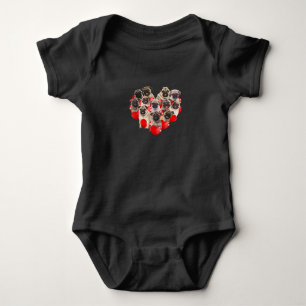 Cute Valentines Day Pug Dog Heart Puppy Baby Bodysuit