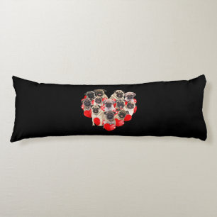 Cute Valentines Day Pug Dog Heart Puppy Body Cushion