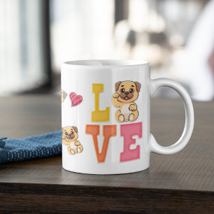 Cute Valentine's Day Pug Pet Breed Lover Gift Coffee Mug