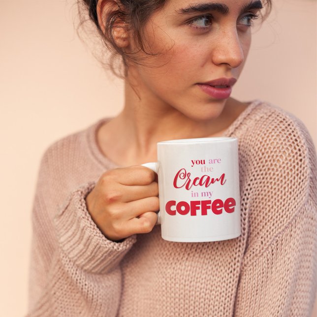 Cute Valentine's Day Quote Personalised Coffee Mug (You are the cream in my coffee)