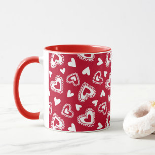 Cute Valentine's Day Red Heart Pattern Mug