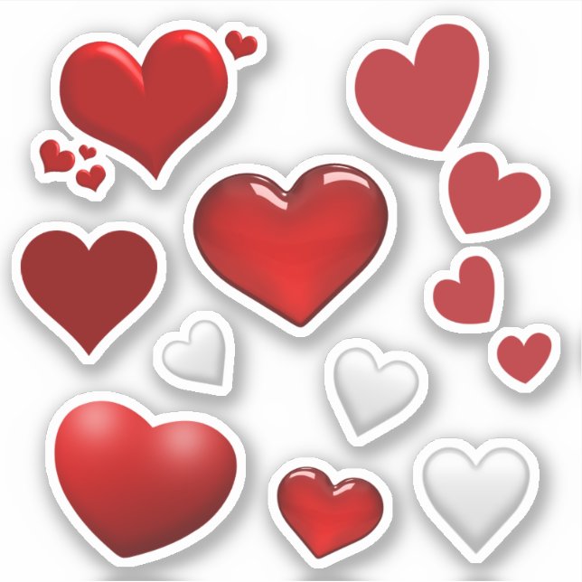 Cute Valentine's Day Red White Hearts (Front)