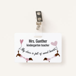 Cute Valentines Day School Teacher ID Badge