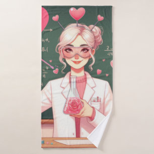 Cute Valentine's day scientist Bath Towel