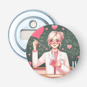 Cute Valentine's day scientist Bottle Opener