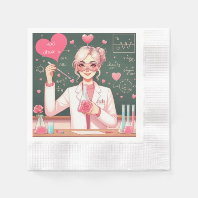 Cute Valentine's day scientist Napkin (Front)