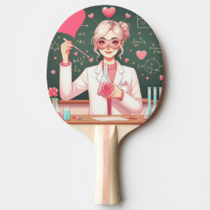 Cute Valentine's day scientist Ping Pong Paddle
