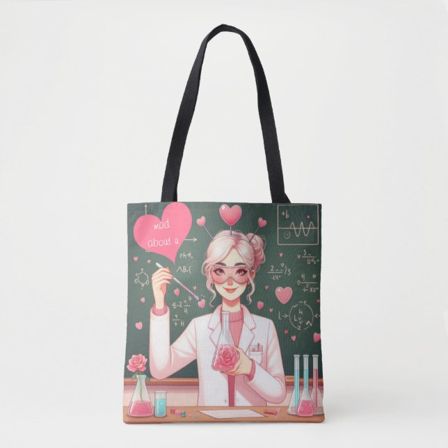 Cute Valentine's day scientist Tote Bag (Front)