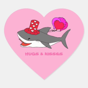 Cute Valentine's Day Shark Heart Sticker