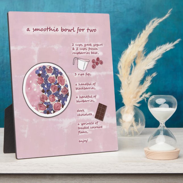 Cute Valentine's Day Smoothie For Two Recipe Art Plaque (Side)