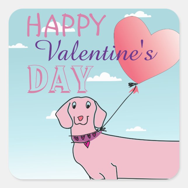 Cute Valentine's Day Square Sticker (Front)