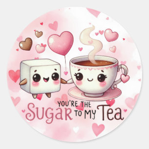 Cute Valentine's Day Sugar To My Tea Funny Classic Round Sticker