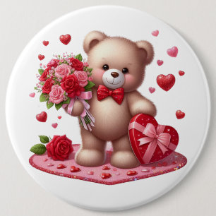 Cute Valentine's Day Teddy Bear 6 Cm Round Badge