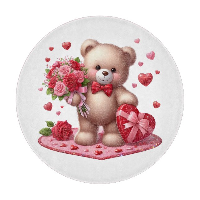 Cute Valentine's day teddy bear Cutting Board (Front)