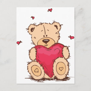 Cute Valentine's Day Teddy Bear Holiday Postcard