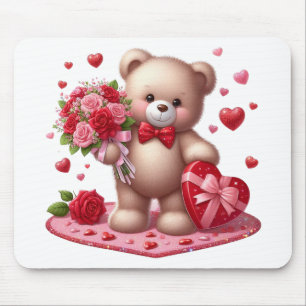 Cute Valentine's Day Teddy Bear Mouse Mat