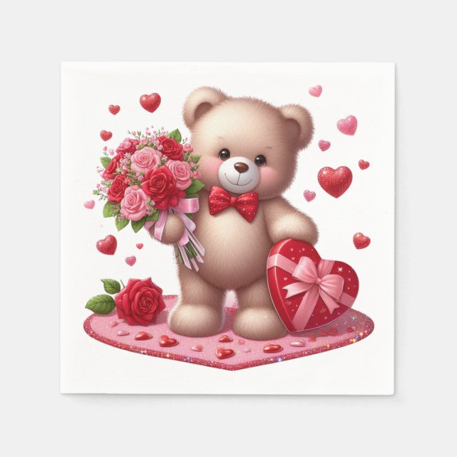 Cute Valentine's Day Teddy Bear Napkin (Front)