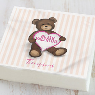Cute Valentine's Day Teddy Bear Whimsical Party Napkin