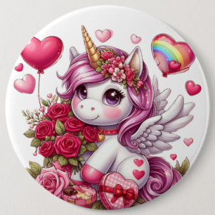 Cute Valentine's day unicorn 6 Cm Round Badge
