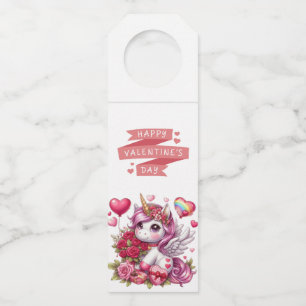 Cute Valentine's day unicorn Bottle Tag