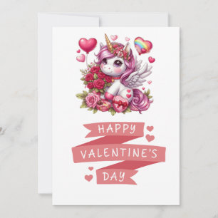 Cute Valentine's day unicorn Holiday Card