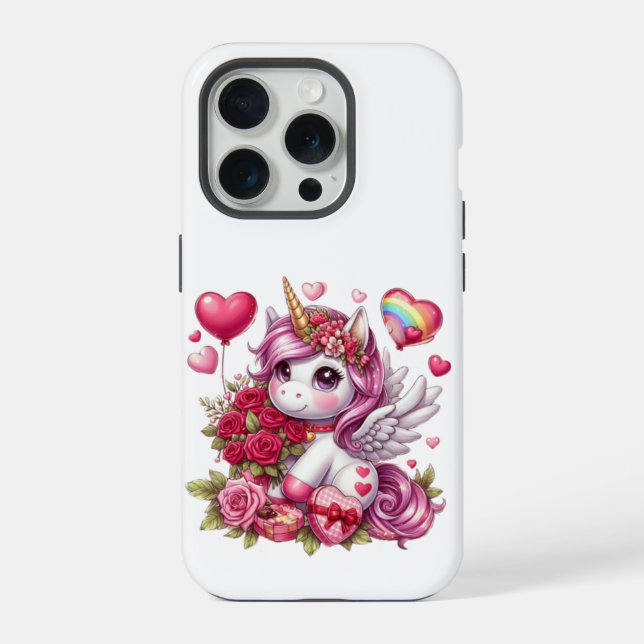 Cute Valentine's day unicorn iPhone Case (Back)