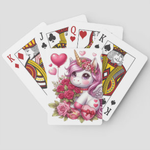Cute Valentine's day unicorn Playing Cards