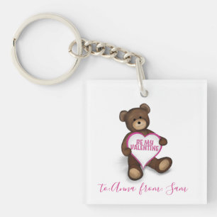 Cute Valentine's Day Vintage Teddy Bear Custom Key Ring