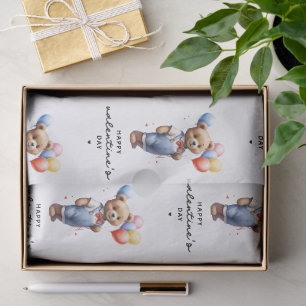 Cute Valentines Day Watercolor Bear With Balloons Tissue Paper