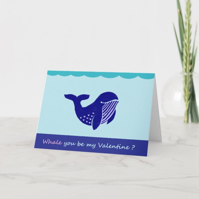 Cute Valentine's Day Whale Funny Greeting Card (Front)
