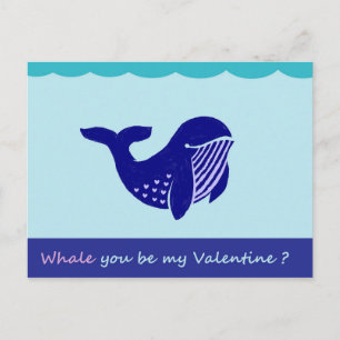 Cute Valentine's Day Whale Funny Postcard