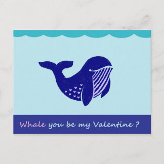 Cute Valentine's Day Whale Funny Postcard