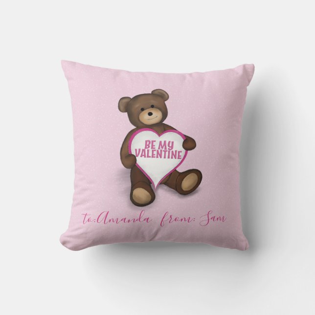 Cute Valentine's Day Whimsical Teddy Bear Cushion (Front)