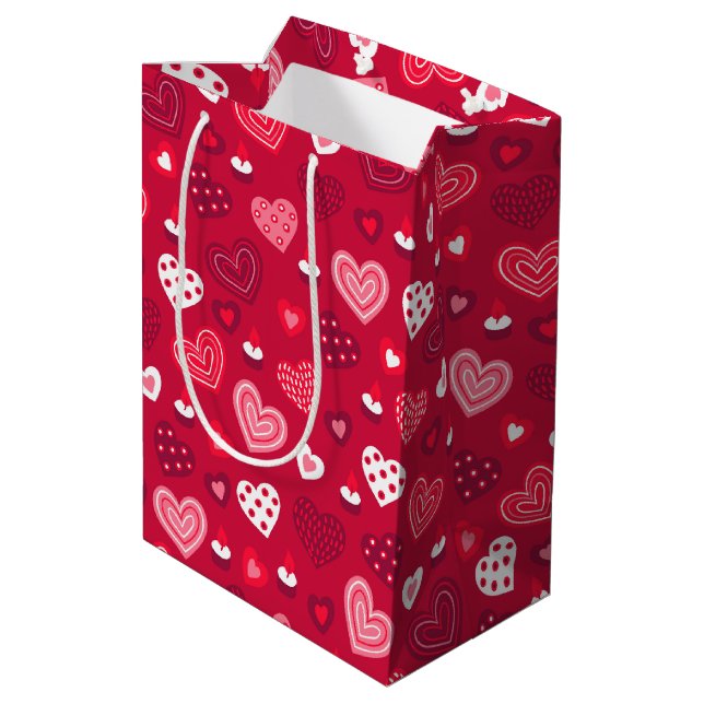 Cute Valentines hearts pattern Medium Gift Bag (Back Angled)