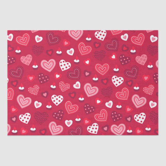 Cute Valentines hearts pattern Tissue Paper (Front)