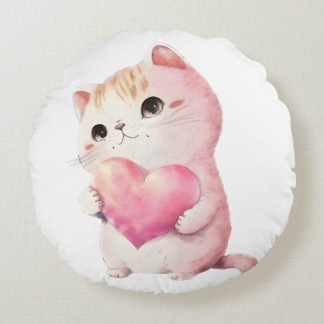 Cute Valentines Kitten, love cats Throw Pillow (Front)