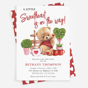 Cute Valentine's Little Sweetheart Baby Shower Invitation