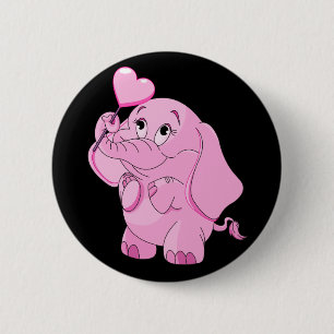 Cute Valentine's Pink Elephant 6 Cm Round Badge
