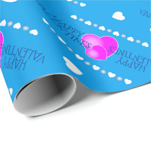 Cute Valentines Pink/ White Hearts (on YOUR COL) Wrapping Paper
