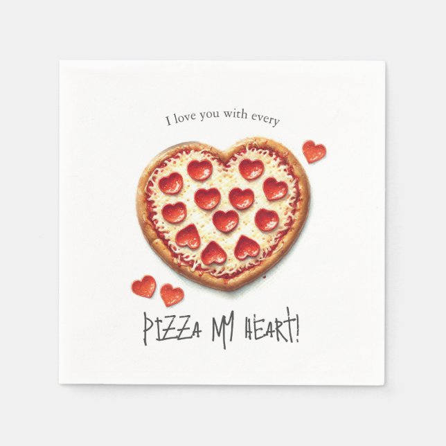 Cute Valentine's Pizza Party Napkins (Front)