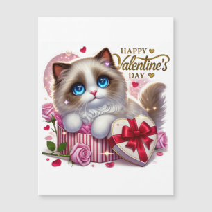 Cute Valentine's Ragdoll Cat Magnetic Card