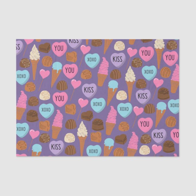 Cute Valentines Sweets Tissue Paper (Front)