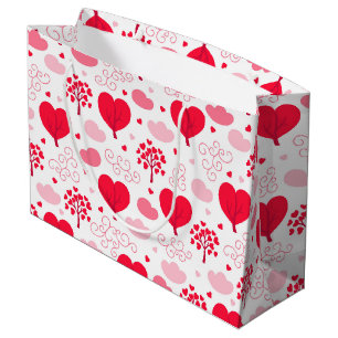 Cute Valentines tree-shape hearts pattern Large Gift Bag