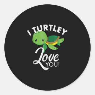 Cute Valentines Turtle I Turtley Love You Classic Round Sticker